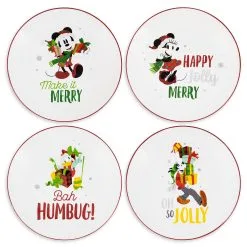 Disney Salad Plate Set - Santa Mickey And Friends Holiday - Set Of 4
