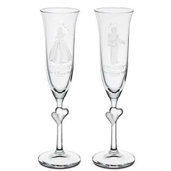 Disney Glass Flute Set - Personalizable Cinderella And Prince Charming By Arribas -- 2-Pc.