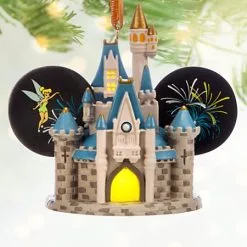 Disney Ears Hat Ornament - Cinderella Castle With Fireworks - Light Up