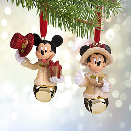 Disney Christmas Ornament Set - Victorian Mickey And Minnie Bells 1 Disney Christmas Ornament Set - Victorian Mickey And Minnie Bells
