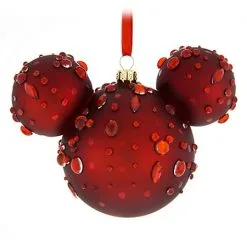 Disney Christmas Ornament - Mickey Mouse Icon - Red Ruby Gems
