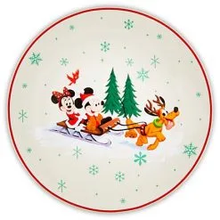 Disney Dessert Plate - Happy Holidays - Santa Mickey Mouse & Friends