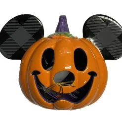 Disney Votive Candle Holder - Mickey Mouse Pumpkin - Plaid