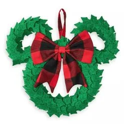 Disney Holiday Door Hanger - Mickey Mouse Wreath - Plaid Bow