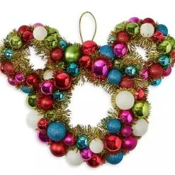 Disney Holiday Wreath - Mickey Mouse Icon Tinsel And Ornament
