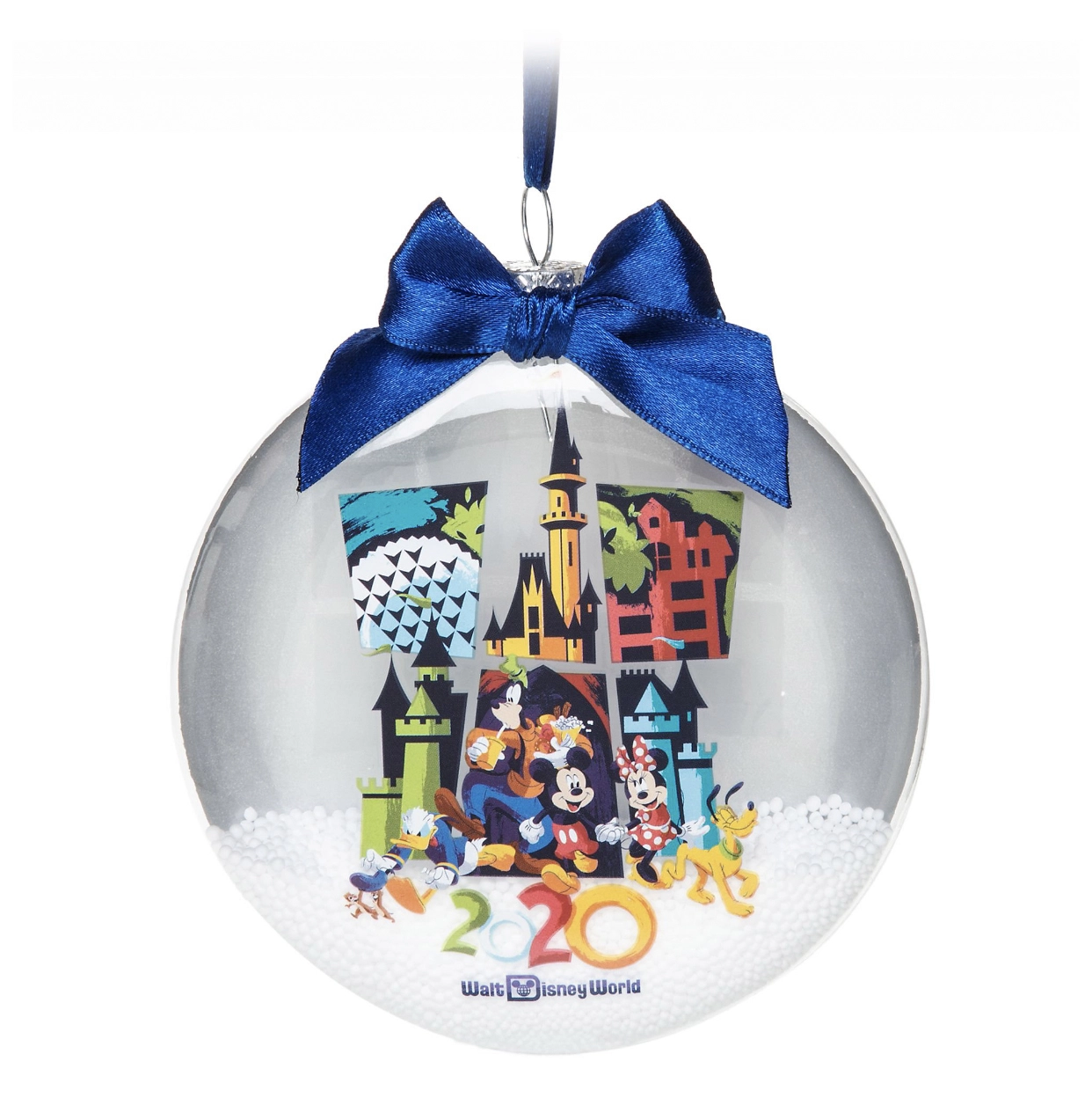 Disney Glass Disk Snow Globe Ornament - 2020 Mickey Mouse & Friends 1 Disney Glass Disk Snow Globe Ornament - 2020 Mickey Mouse & Friends
