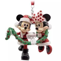 Disney Figurine Ornament - Mickey And Minnie Holding Garland