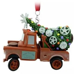 Disney Figurine Ornament - Tow Mater Hauling Christmas Tree - Cars