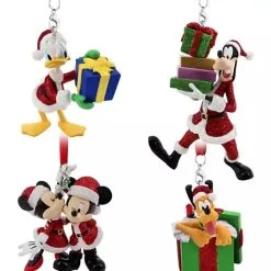 Disney Ornament Set - Santa Mickey Mouse And Friends - Set Of 4