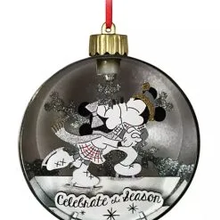 Disney Glass Ball Ornament - Mickey & Minnie Light-Up - Silver & Gold