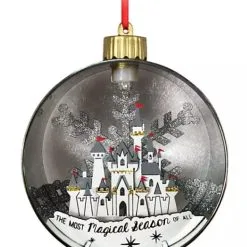 Disney Glass Ball Ornament - Fantasyland Castle Light-Up - Silver & Gold