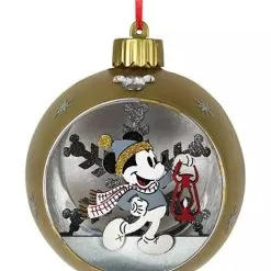 Disney Glass Ball Ornament - Mickey Mouse Light-Up - Silver & Gold