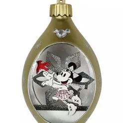 Disney Glass Drop Ornament - Minnie Mouse Light-Up - Silver & Gold
