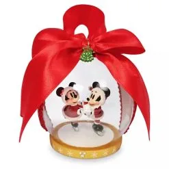 Disney Dome Ornament - Santa Mickey And Minnie Scene - Vintage
