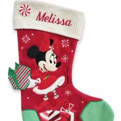 Disney Christmas Stocking - Minnie Mouse With Gift - Red