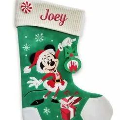 Disney Christmas Stocking - Mickey Mouse With Ornament - Green