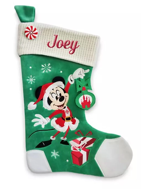 Disney Christmas Stocking - Mickey Mouse With Ornament - Green 1 Disney Christmas Stocking - Mickey Mouse With Ornament - Green