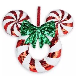 Disney Door Hanger - Holiday Mickey Peppermint - Sequined