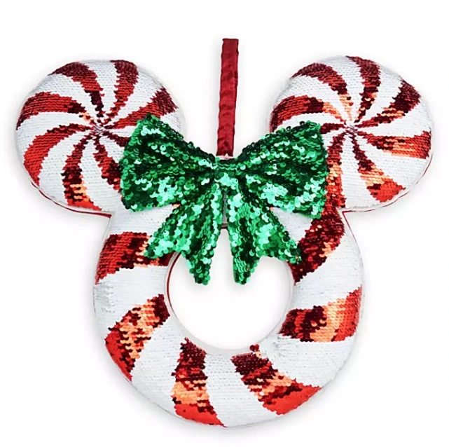 Disney Door Hanger - Holiday Mickey Peppermint - Sequined 1 Disney Door Hanger - Holiday Mickey Peppermint - Sequined