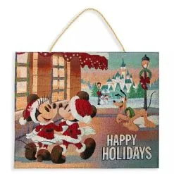 Disney Holiday Door Hanger - Mickey And Friends Light-Up Tapestry