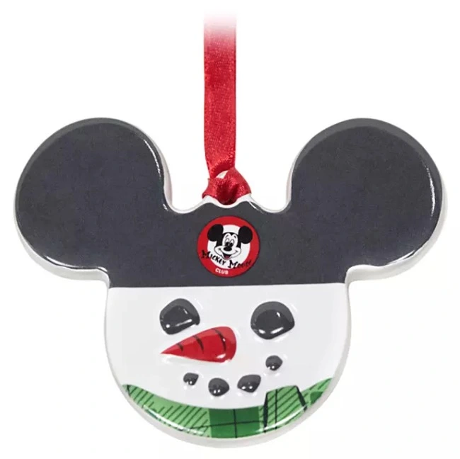 Disney Disc Ornament - Mickey Icon Snowman - Ceramic 1 Disney Disc Ornament - Mickey Icon Snowman - Ceramic