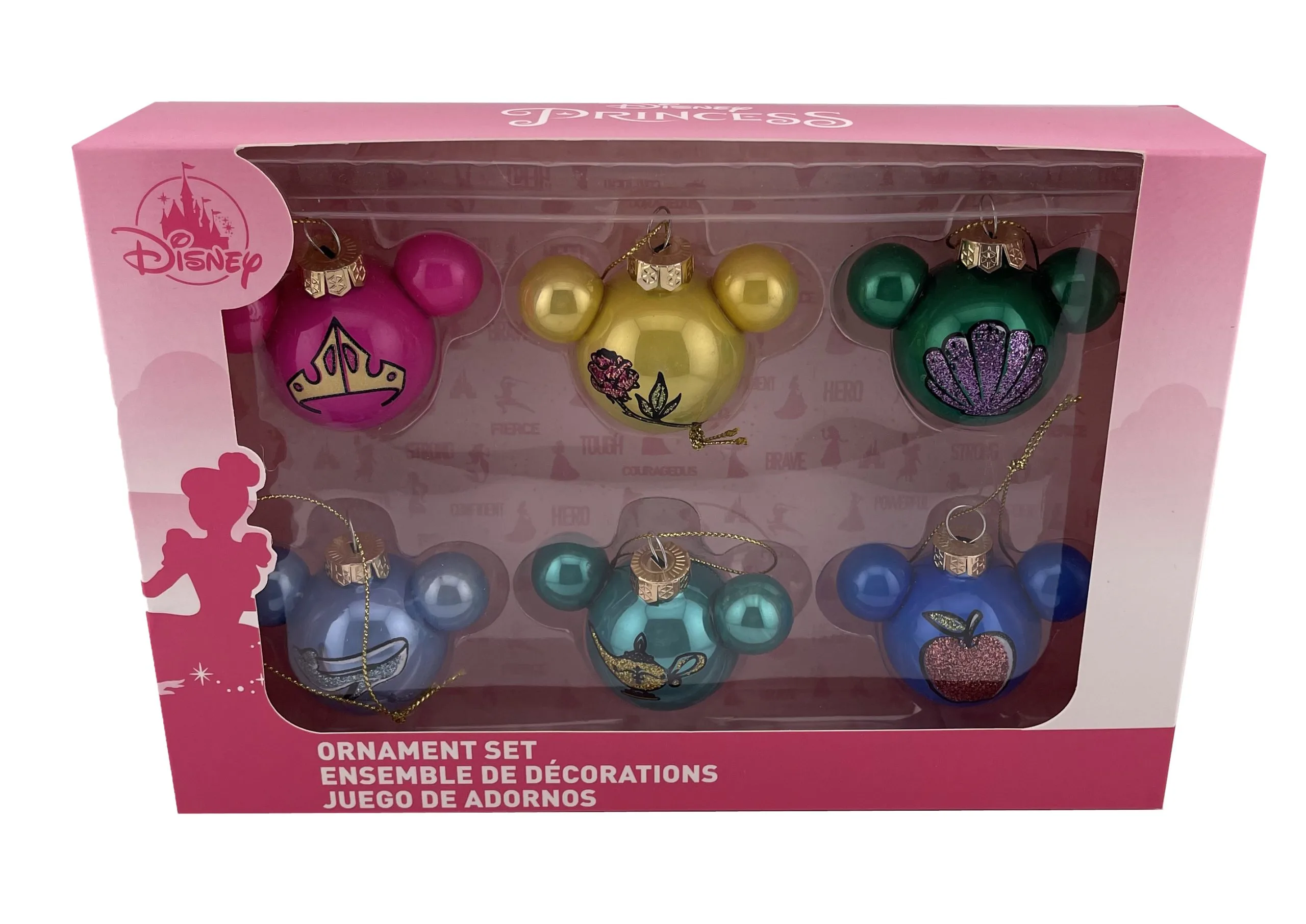 Disney Ornament Set - Mickey Icon With Princesses - Set 1 1 Disney Ornament Set - Mickey Icon With Princesses - Set 1