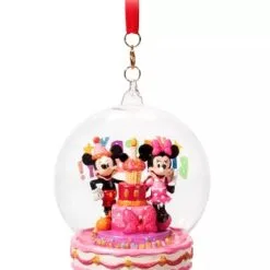 Disney Globe Ornament - Mickey And Minnie - Happy Birthday